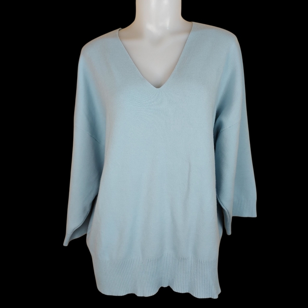 Aritzia Wilfred Free Baby Blue V-Neck Drop Shoulder Sweater Size 2 Oversized